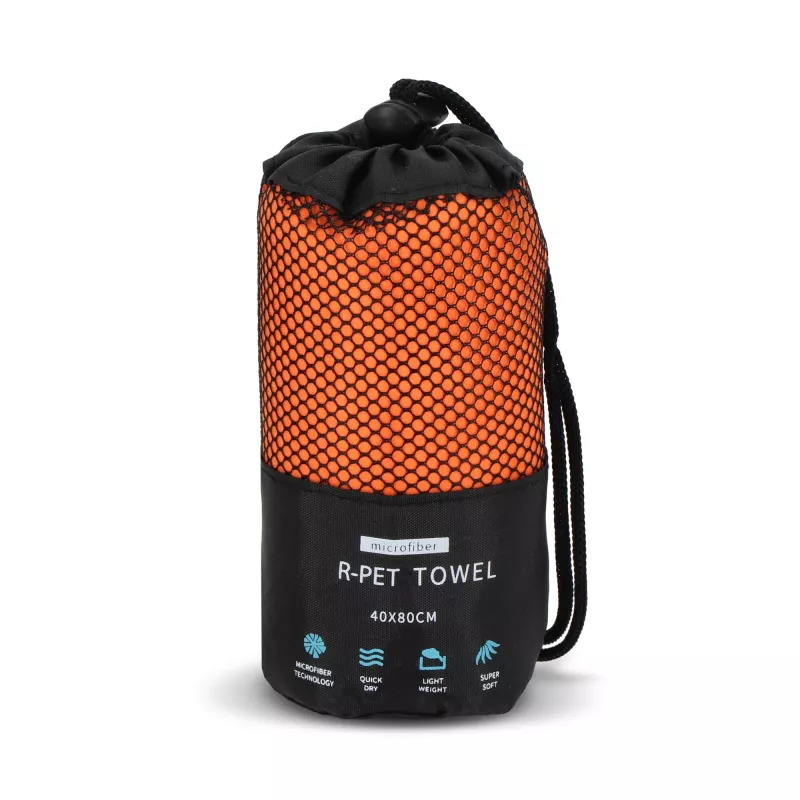 R-PET Szybkoschnący ręcznik 40×80 cm z woreczkiem, sublimacja. - pomarańczowy (LT97214-N0026)