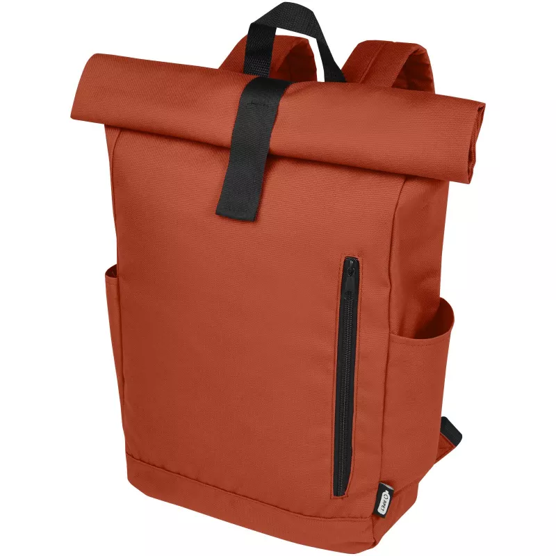 Byron plecak na laptopa 15,6 cala z tworzywa RPET z certyfikatem GRS z zawijanym zamknięciem, 18 l - Brick (12065932)