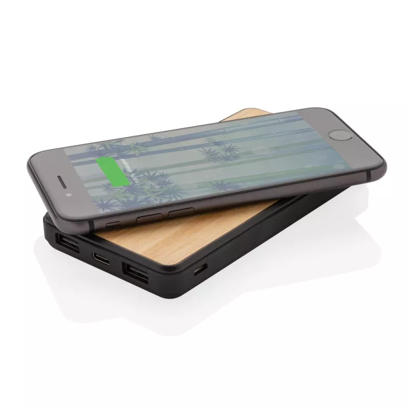 Bezprzewodowy power bank 8000 mAh, ładowarka bezprzewodowa 5W, RABS - brązowy (P322.389)