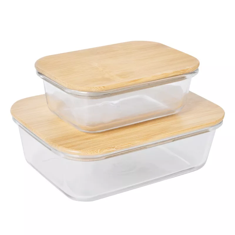 Pudełko na lunch z bambusową pokrywką : pojemność ok. 350 ml - transparentny (56-0306027)