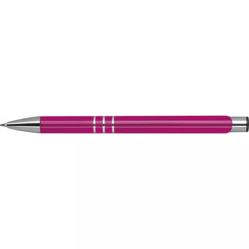 Różowy długopis metalowy z trzema chromowanymi ringami idealne pod grawer reklamowy