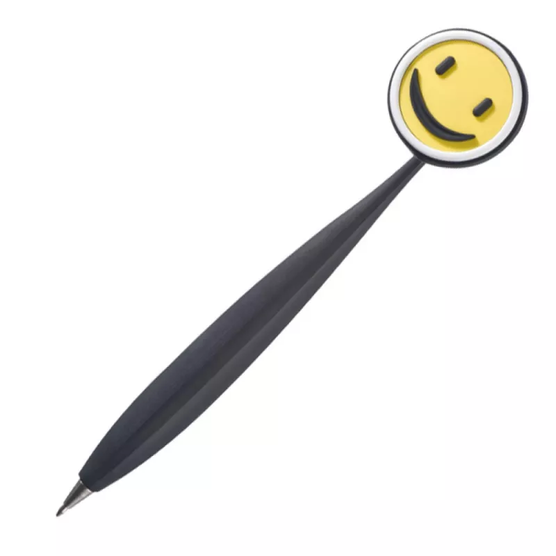 Długopis plastikowy z buźką - czarny (1304203)
