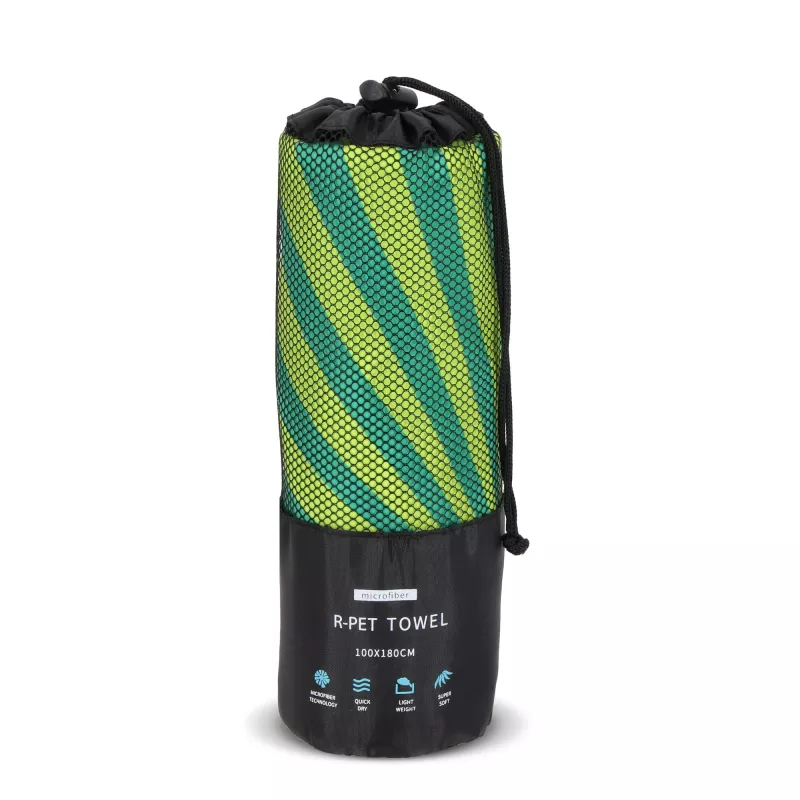 Szybkoschnący ręcznik plażowy R-PET 100×180 cm, sublimacja - jasnozielony (LT97215-N0032)