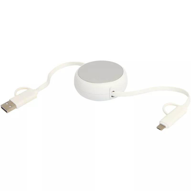 Alasia zwijany kabel do synchronizacji danych i szybkiego ładowania 5 w 1 45 W o długości 100 cm z tworzyw sztucznych i aluminium pochodzących z recyklingu - Srebrny (12442081)