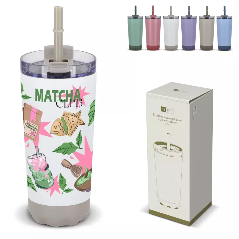 Kubek termiczny InSideOut ze stali nierdzewnej o podwójnych ściankach, 600 ml - beżowy (LT57017-N0055)