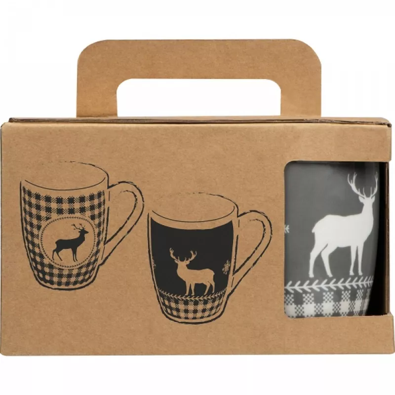 Zestaw 2 świątecznych kubków porcelanowych 300 ml ARMIN - wielokolorowy (82536mc)