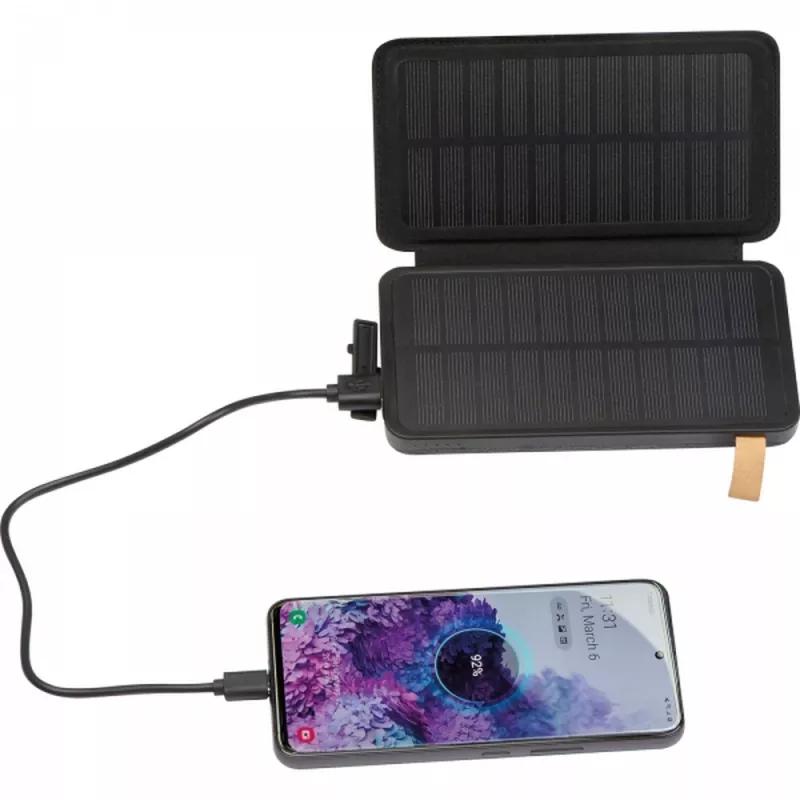 Power bank 8000 mAh solarny BRUNA - czarny (3365703)