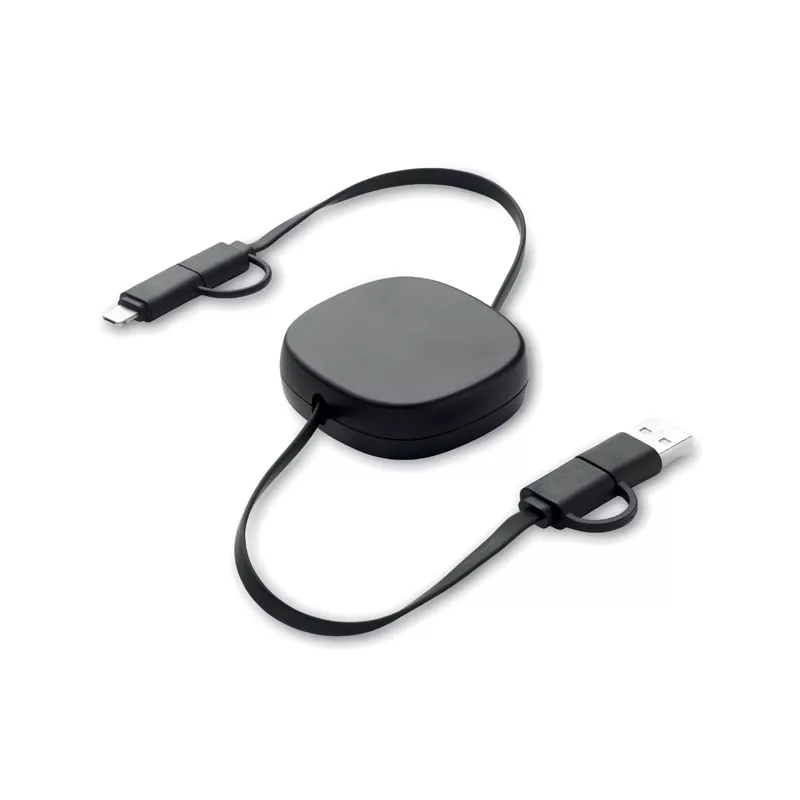 Kabel do ładowania zwijany 60W 80 cm LINEA - Czarny (MO2425-03)