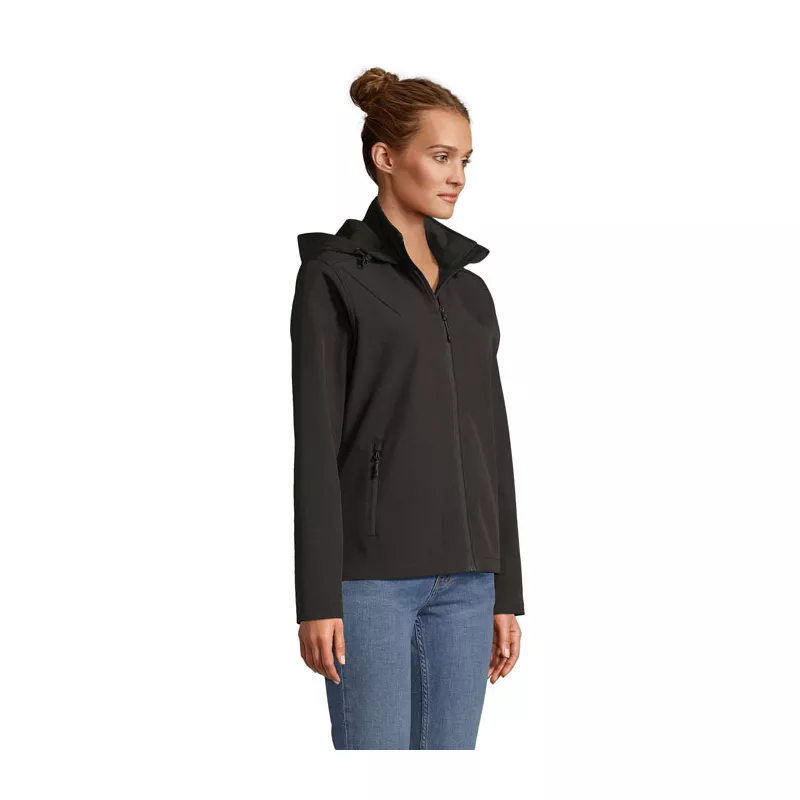 Softshell damski z kapturem Sol's RACE HOODED WOMEN - Czarny (S04448-BK)