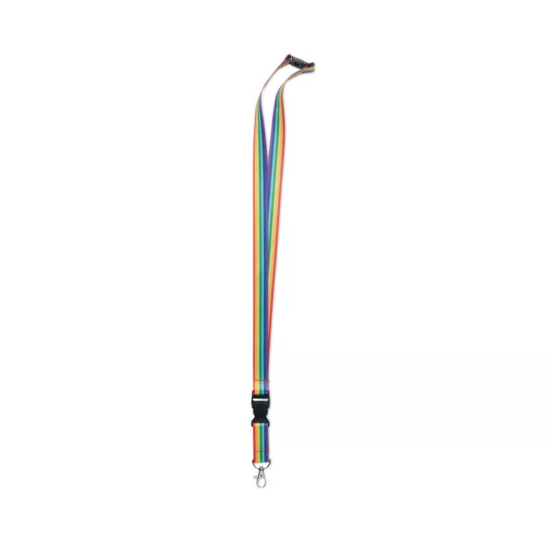 Smycz tęczowa z RPET z karabińczykiem BOWYARD - Wielokolorowy (MO6423-99)