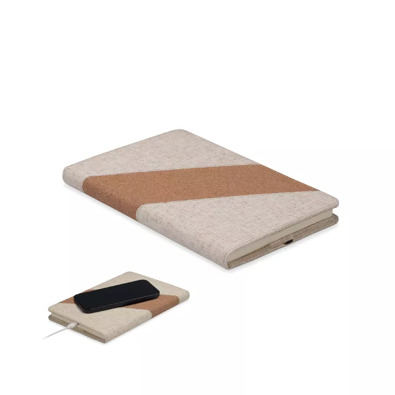 Notes A5 z ładowarką 15W 64 kartki w linię CORTONA - Bezowy (MO2734-13)