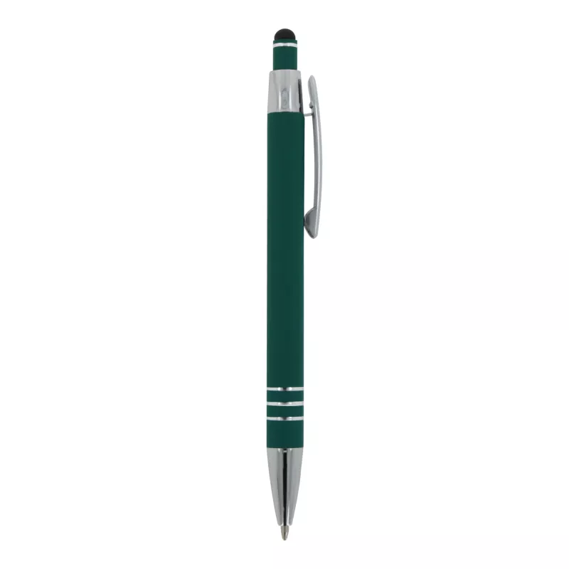 Długopis metalowy gumowany z touch penem Athens - ciemnozielony (LT87781-N0030)