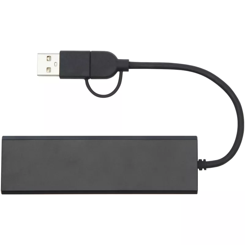 Rise hub USB 2.0 z aluminium pochodzącego z recyklingu z certyfikatem RCS - Czarny (12434490)