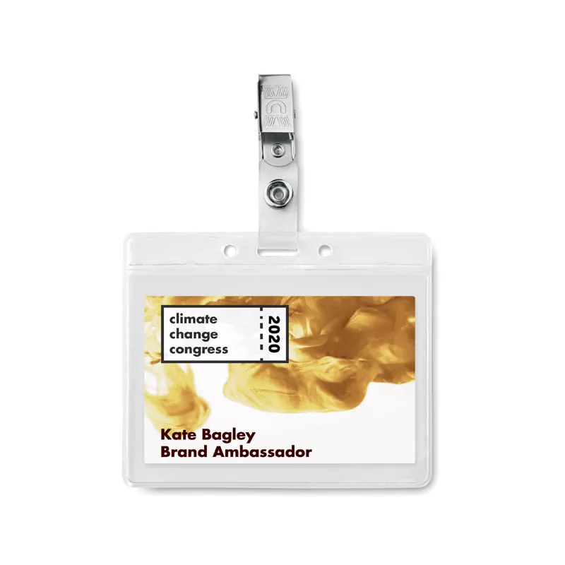 Etui na identyfikator z PVC z klipsem CLIPBADGE - Przezroczysty (MO9642-22)