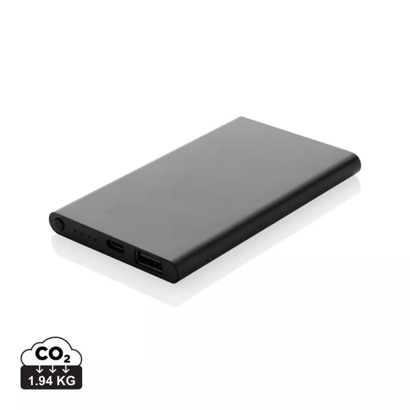 Power bank 4000 mAh z aluminium z recyklingu - czarny (P322.421)