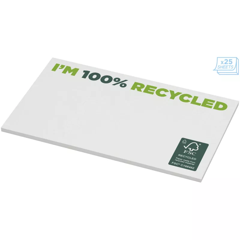 Karteczki samoprzylepne z recyklingu o wymiarach 127 x 75 mm Sticky-Mate® - Biały (21288-WHITE)