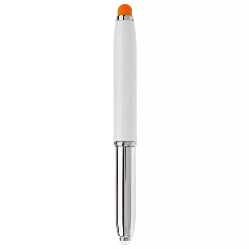 Długopis Stylus Shine z touch penem i z latarką - biało / pomarańczowy (LT87794-N0126)