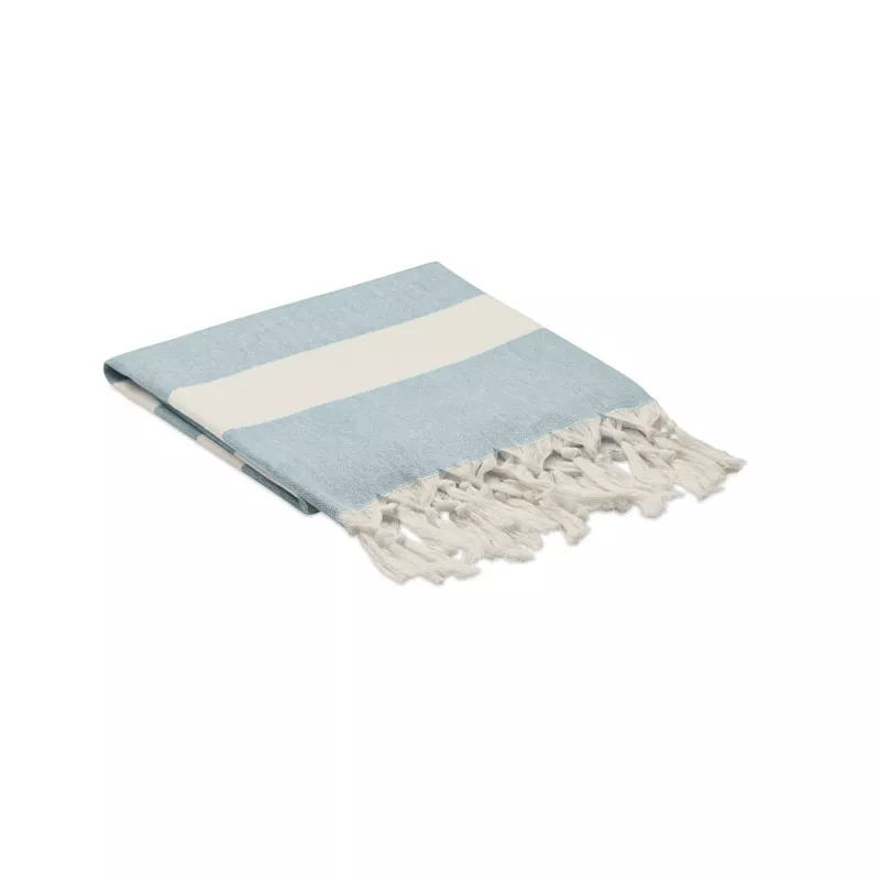 Ręcznik hammam z recyklingu 75x150 cm 140 g/m² AGOURA - Niebieski (MO6554-04)