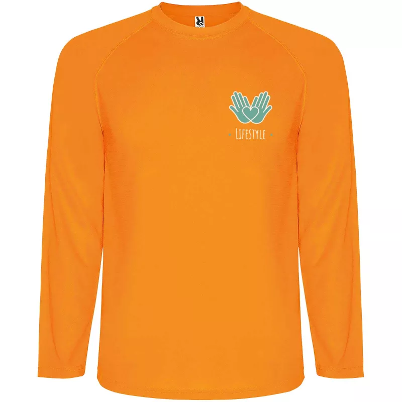 Męska koszulka sportowa Montecarlo z długim rękawem - Fluor Orange (R0415-FLORANGE)