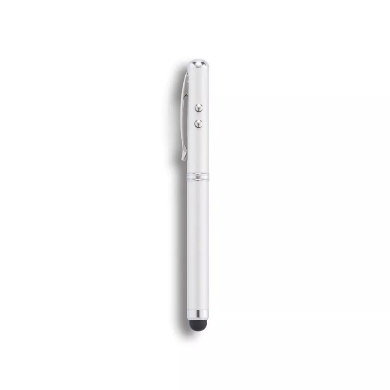 Długopis 4 w 1, touch pen, wskaźnik laserowy, latarka - srebrny (P327.102)