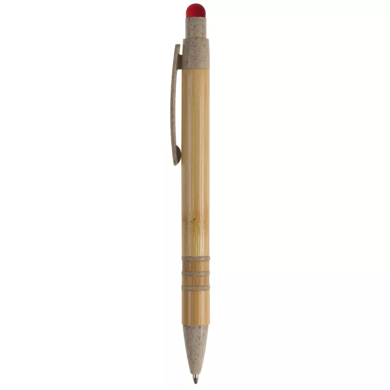 Długopis bambusowo-słomkowy Stylus - beżowo / czerwony (LT87282-N5521)
