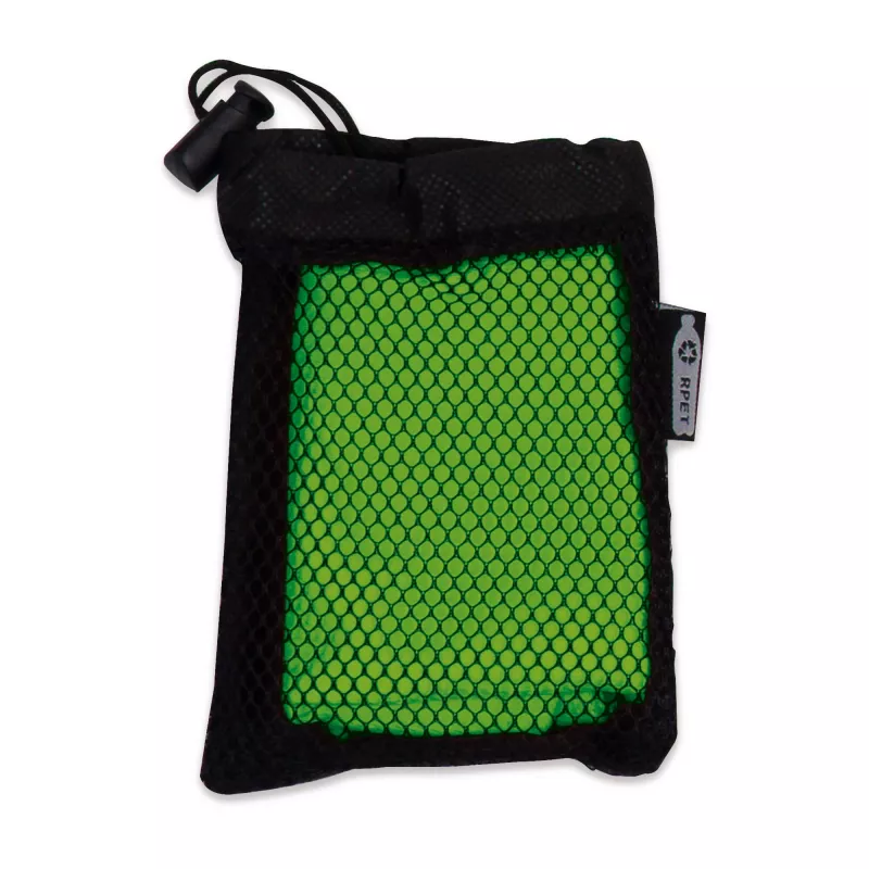Ręcznik chłodzący z plastiku z recyklingu - czarno / jasnozielony (LT91204-N0232)