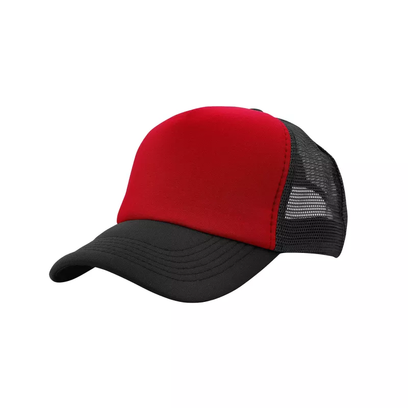 Czapka z daszkiem typu trucker z poliestru 120 g/m² #3803 - czerwono-czarna (HW-3803-RED/BLACK)