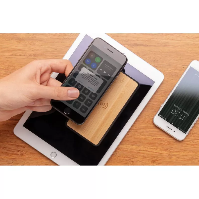 Bezprzewodowy power bank 8000 mAh, ładowarka bezprzewodowa 5W, RABS - brązowy (P322.389)