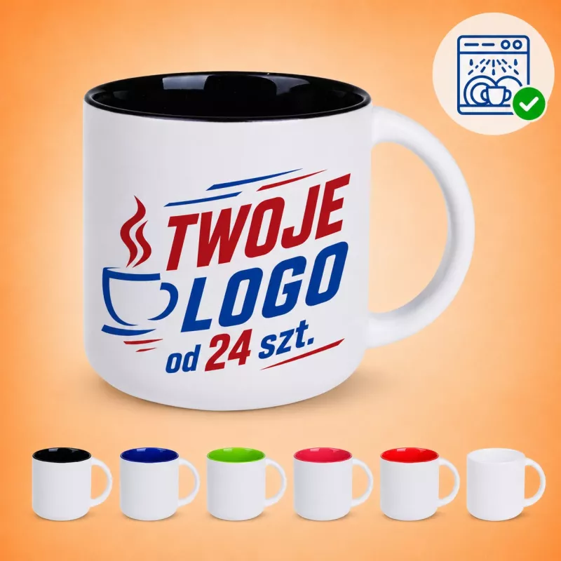 Kubek reklamowy Modern Pure (390 ml) - biało-czarny (M/098-BIAŁY MAT/CZARNY)