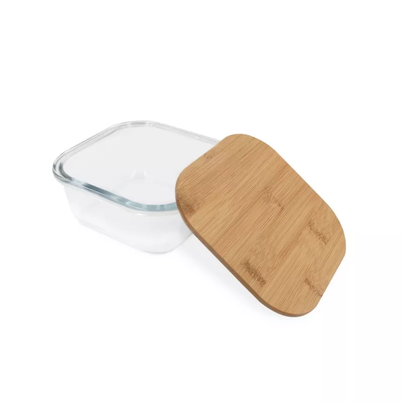 Szklane pudełko śniadaniowe 350 ml, bambusowe wieczko | Aaron - neutralny (V9963-00)