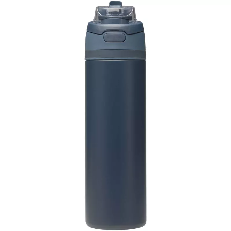 Bidon na wodę Theron 800 ml z jednowarstwowej stali nierdzewnej pochodzącej z recyklingu, certyfikowanej zgodnie z RCS, z pok - Granatowy (10095155)