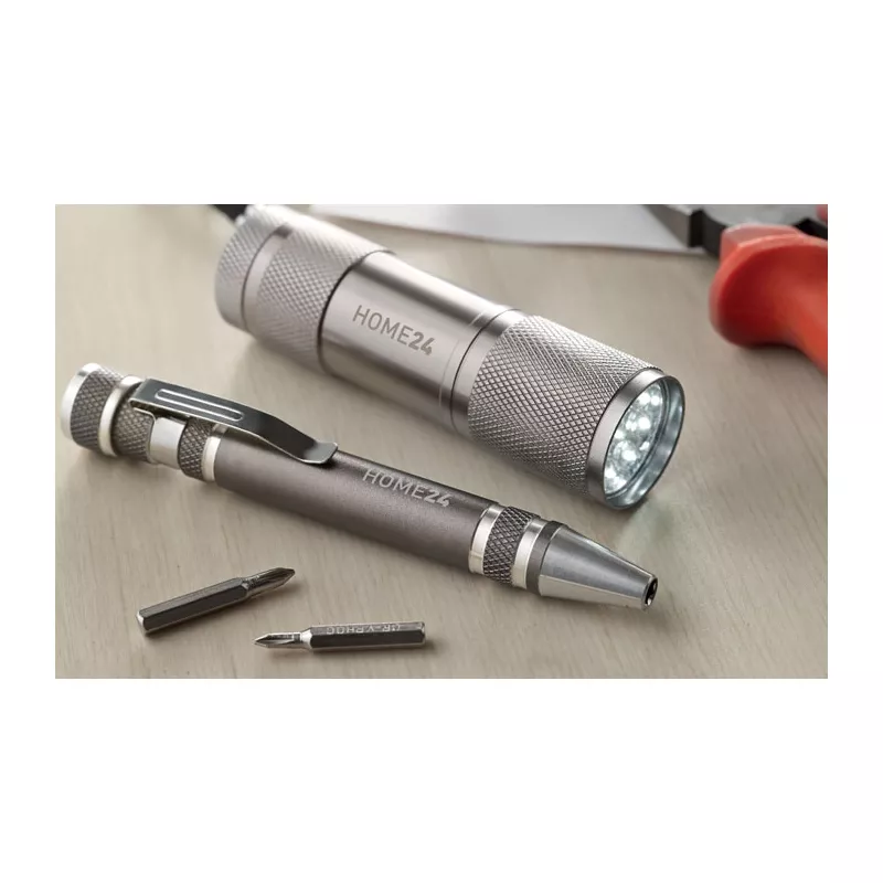 Zestaw latarka 9 LED i multitool aluminiowy COMBITOOL - Tytanowy (MO8559-18)