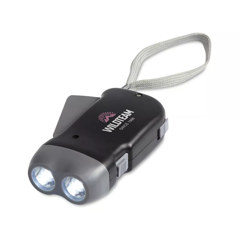 Latarka dynamo 2 LED ROBIN - Czarny (MO8235-03)