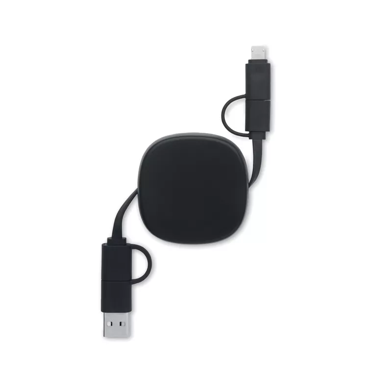 Kabel do ładowania zwijany 60W 80 cm LINEA - Czarny (MO2425-03)