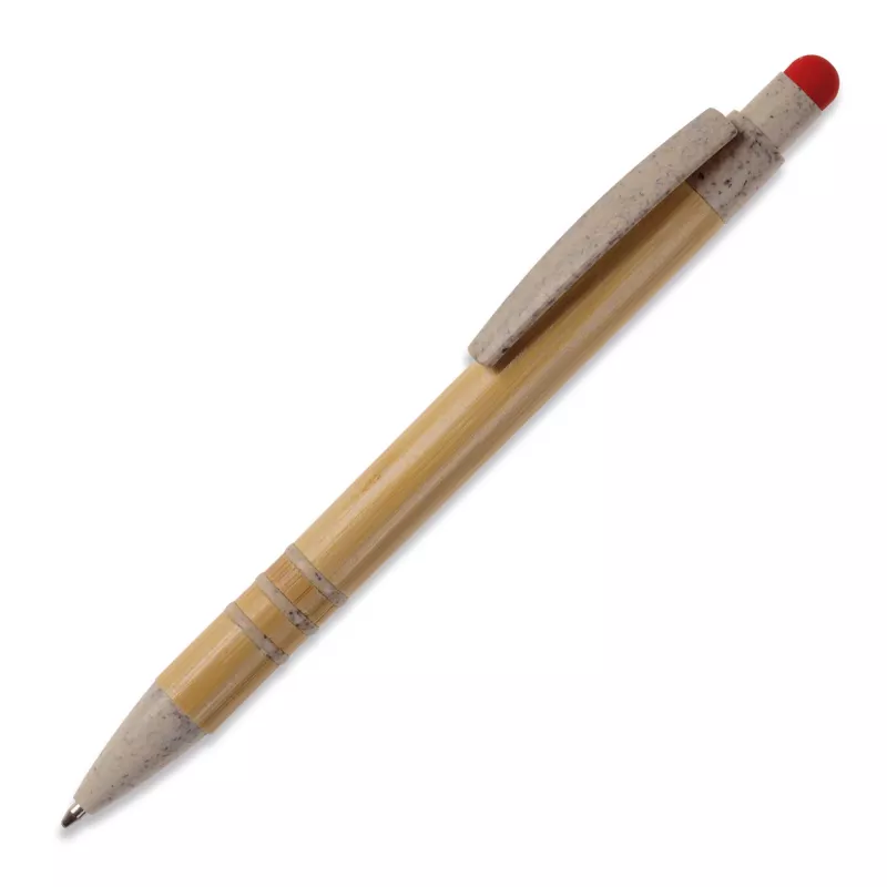 Długopis bambusowo-słomkowy Stylus - beżowo / czerwony (LT87282-N5521)