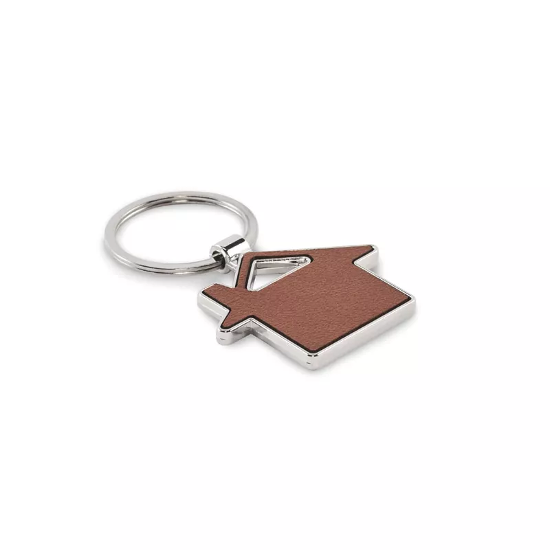 Brelok metalowy w kształcie domu LOUSE - Brazowy (MO2538-01)