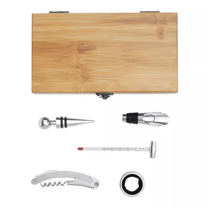 Zestaw do wina BAMBOOO PLEASURE - brązowy, srebrny (56-0301150)