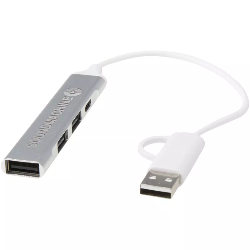 Alkaid 4-portowy hub USB-A i typu C z podwójnym wejściem wykonany z aluminium z recyklingu - Srebrny (12446981)