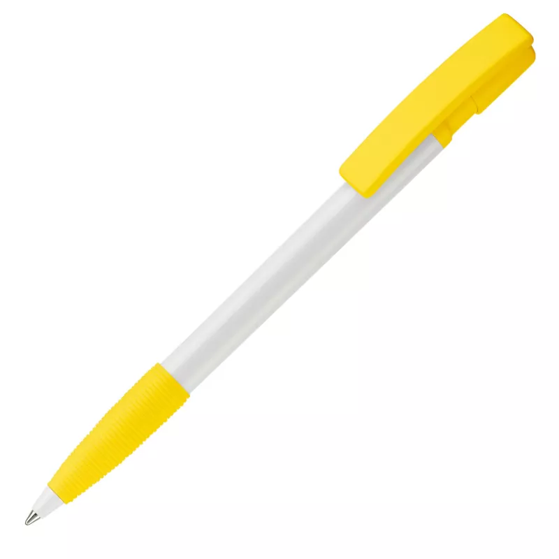 Długopis plastikowy Nash Grip - biało / żółty (LT80801-N0141)