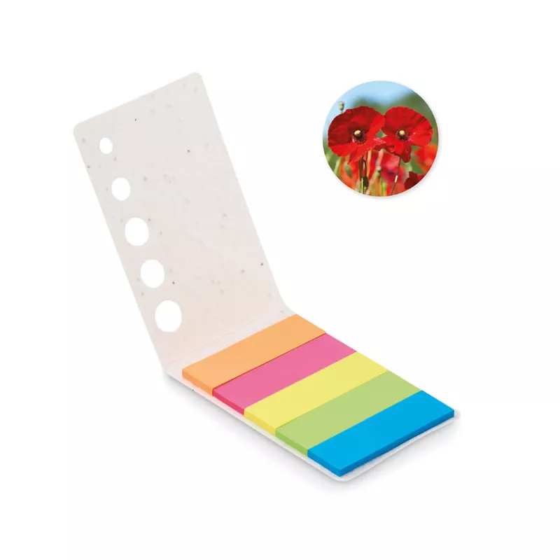 Karteczki samoprzylepne z nasionami maku MEMO SEED - Bialy (MO6511-06)