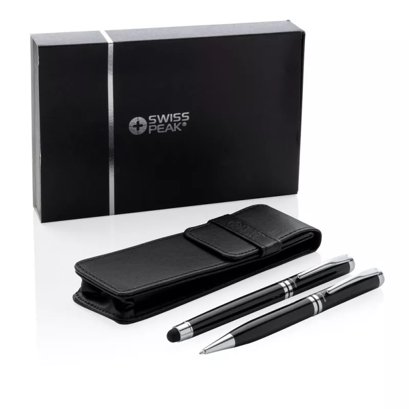 Zestaw piśmienny  pióro kulkowe z touch penem oraz długopis Swiss Peak - czarny, srebrny (P610.430)
