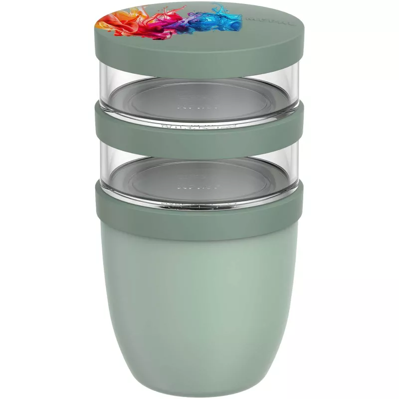 Mepal Ellipse 3-częściowy izolowany pojemnik na lunch o pojemności 500 ml + 2 x 200 ml - Zielony szałwiowy (11314361)