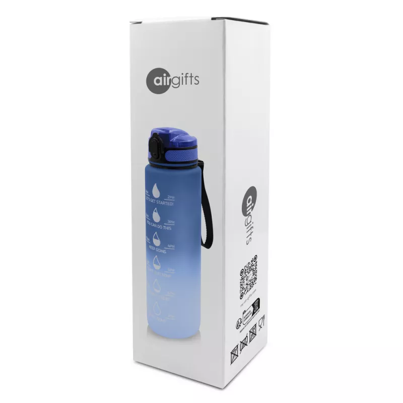 Butelka sportowa 1000 ml Air Gifts z miarką motywacyjną | Kayleigh - granatowy (V2144-04)