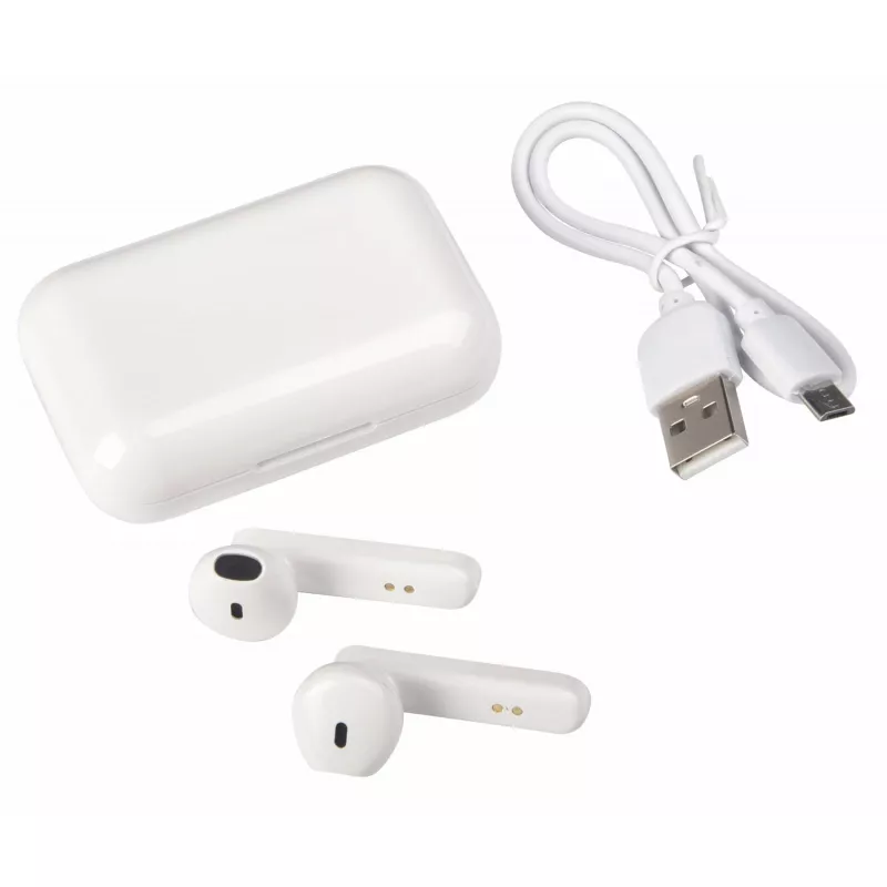 Bezprzewodowe słuchawki douszne TWINS - biały (58-8106036)