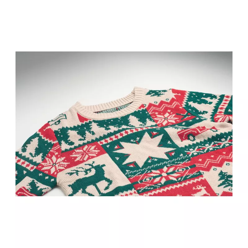 Sweter świąteczny z akrylu S-M SHIMIS - Bezowy (CX1601-13)