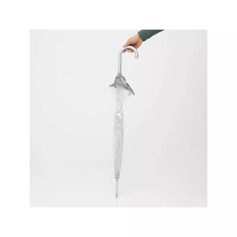 Przezroczysty parasol ze srebrną lamówką z nadrukiem reklamowym PANORAMIX