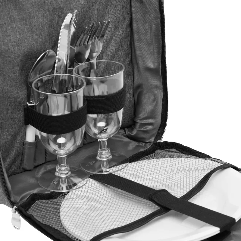 Plecak piknikowy dla 2 osób - czarny, szary (56-0604080)