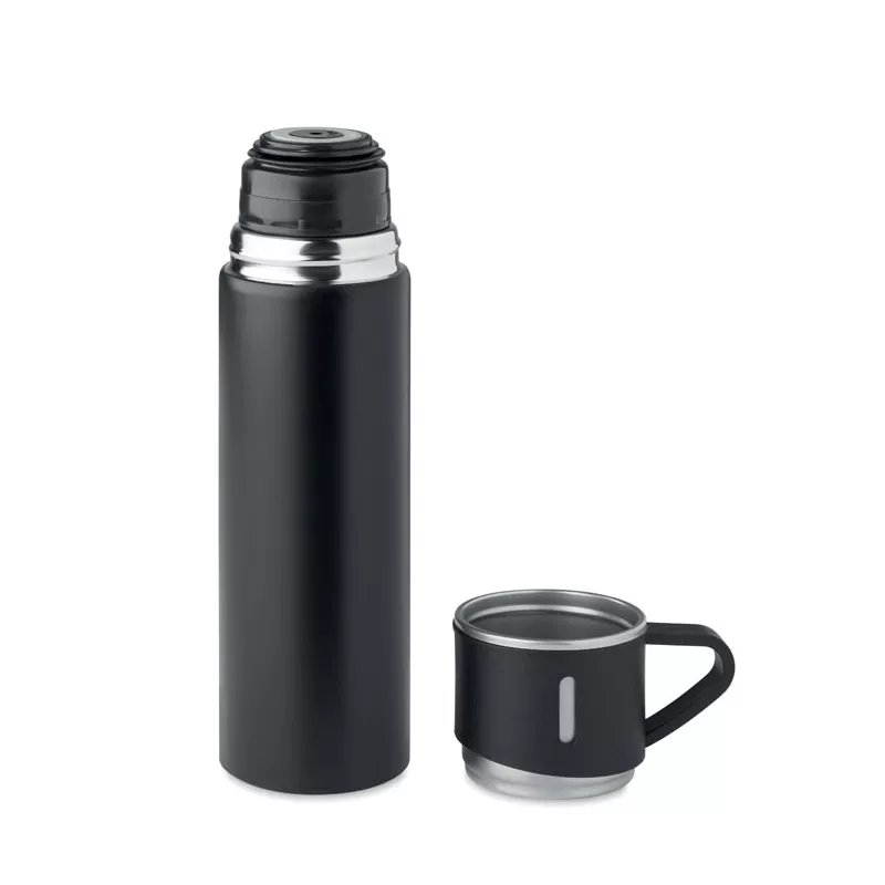 Termos dwuścienny 420 ml z kubkiem TONIA - Czarny (MO2117-03)