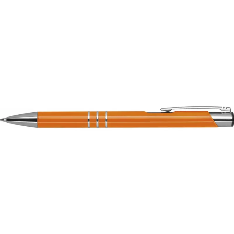 Pomarańczowy długopis metalowy z trzema chromowanymi ringami idealne pod grawer reklamowy