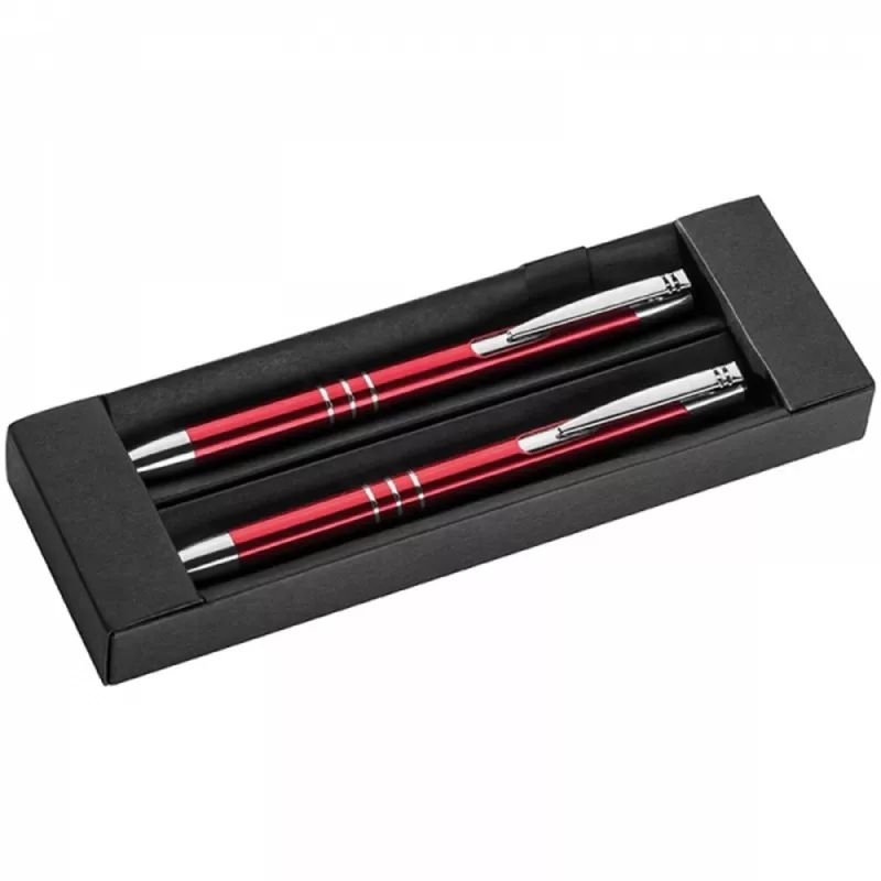 Zestaw piśmienny długopis i ołówek automatyczny CLAREMONT - czerwony (333005)